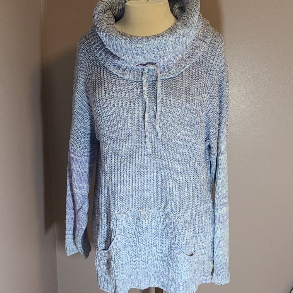 Cowl Neck Sweater in Lavender and Blue